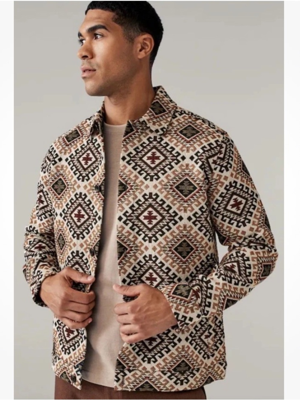 ASOS Cream, Brown & Black Patterned Men's Shirt